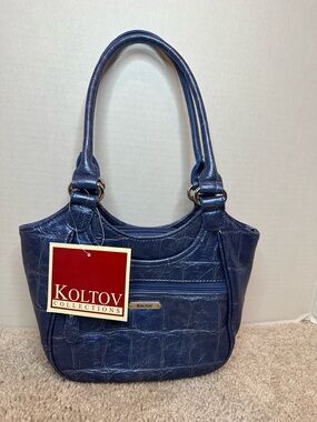 Koltov Navy Croc-Embossed Shoulder Bag, NWT, cute